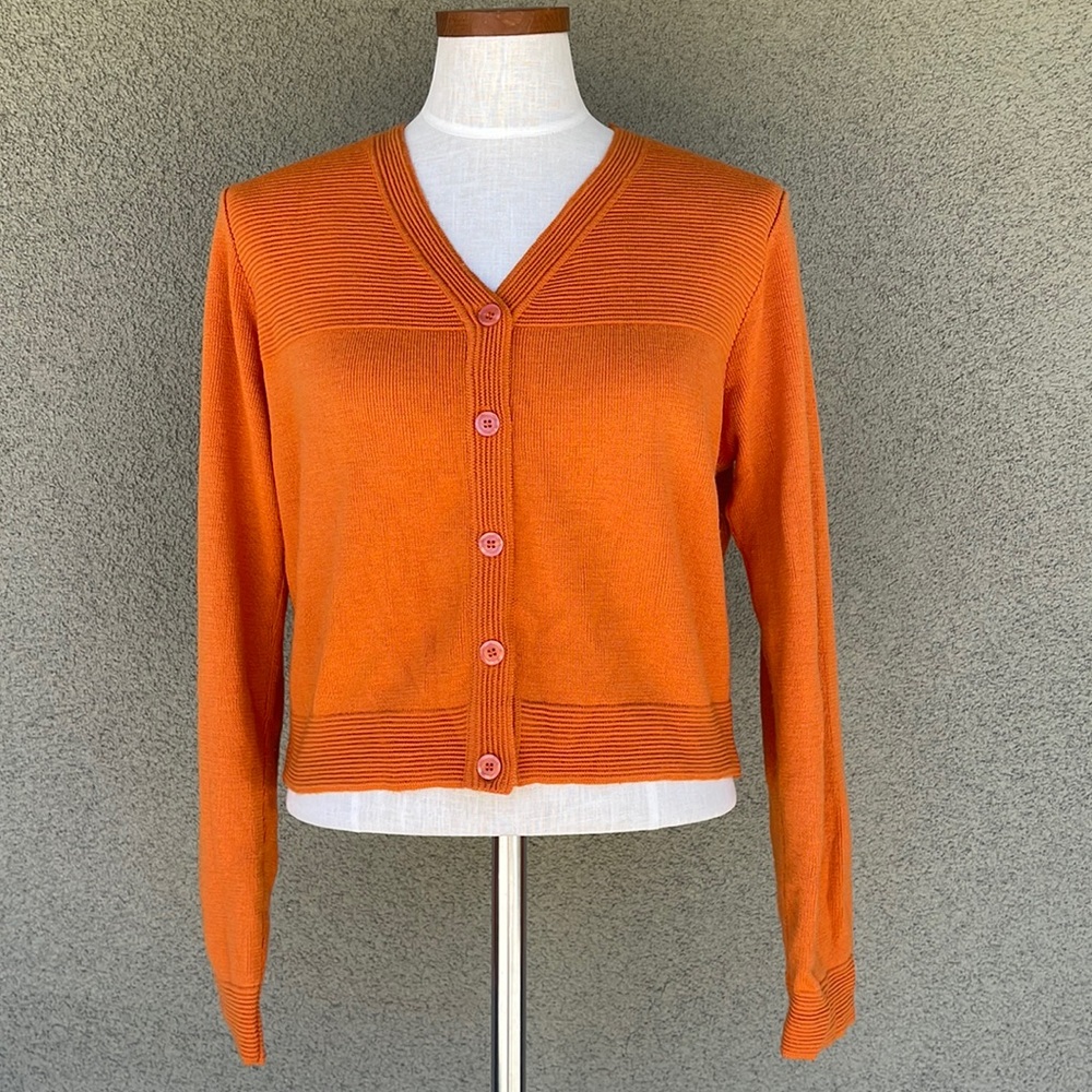 Kenzo cropped orange cardigan sweater